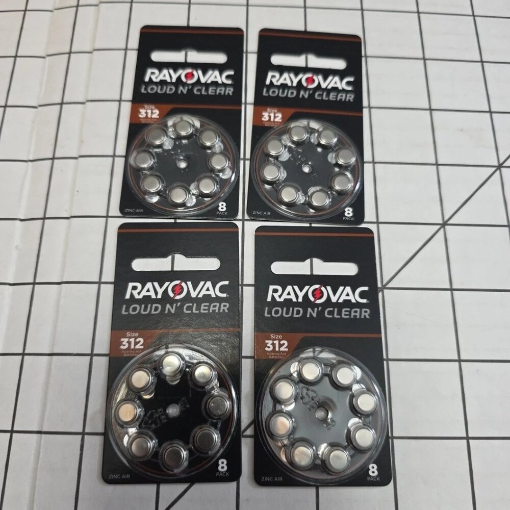 RAYOVAC Loud N' Clear #312 Hearing Aid Batteries 4 Packs, Exp 7/25, 32 total  #1